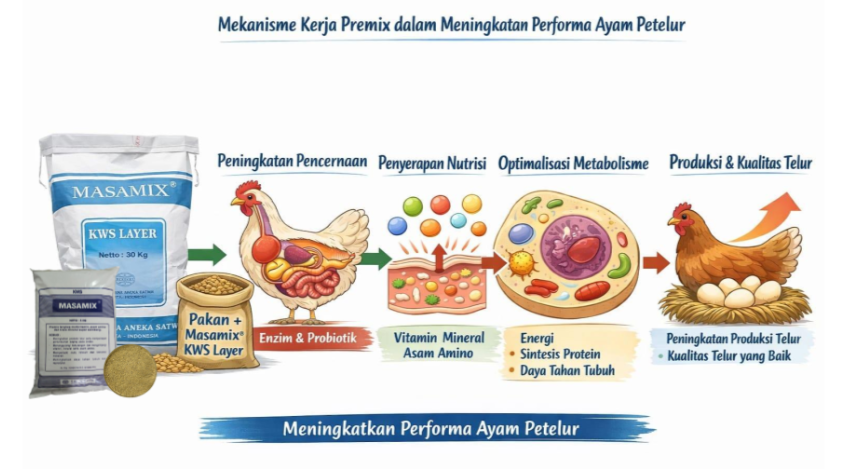 Mekanisme cara kerja premix dalam meningkatkan performa ayam petelur